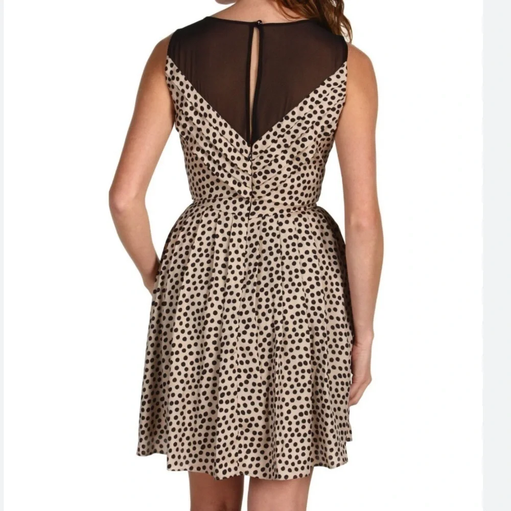 BCBGENERATION Black &‎ Cream Polka Dot Polyester Mini Dress Size 6 Feminine